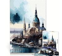 Budapest Watercolor City Jigsaw Puzzles for Adults 1000 Focus Enhance Light Enjoyment Smooth Cut Perfect Present (38x26cm)