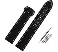 BUDAY 19mm 20mm Woven Canvas Watch Strap For Omega Seamaster 300 AT150 Fabric Leather Nylon AQUA TERRA 150 Blue Black Watchband(Antique Black,19mm)