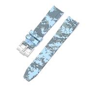 BUDAY Curved End 20mm Nature Fluorine Rubber Watchband Replace For Rolex Strap New Green Submariner Explorer 2 Role WatchBands(Digital lighblue)