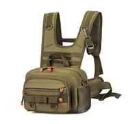 BUDAY Tactical Chest Bag Molle Vest Front Pouch Outdoor Hiking Climbing Fishing Lure Travel Recon Kit Bag Camping Backpack for Men 28 * 10 * 18 cm(Khaki)