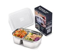 Buddew 1.5L 304 Stainless Steel Inner Container with Compartments Electric Lunch Box, Removable Replacement Tray with Sealed Silicone Cover, Easy to Clean, Eco Friendly and Dishwasher Safe