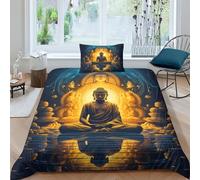 Buddha 3D for Childrens And Adults Printed Duvet Cover Set with Pillow Cases Buddha Quilt Bedding Set Single（135x200cm）