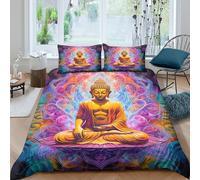 Buddha 3D Printed Duvet Cover Set Art Quilt Cover 2 Pillowcases Bedding Set Included Machine Washable with Zipper Closure 3 Pcs for Children's And Adults King(220x240cm)