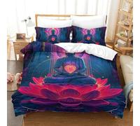 Buddha 3D Printed Duvet Cover Set Art Quilt Cover 2 Pillowcases Bedding Set Soft Microfiber with Zipper Closure 3 Pcs for Children's And Adults Single(140x200cm)
