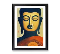 Buddha Aglow Framed Print | A2 Black Framed Wall Art | Ready to Hang | Modern Religious Picture | Living Room Bedroom Lounge Office