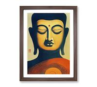 Buddha Aglow Framed Print | A3 Walnut Framed Wall Art | Ready to Hang | Modern Religious Picture | Living Room Bedroom Lounge Office