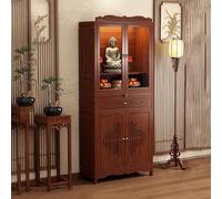 Buddha Altar Cabinet - Modern Meditation Table with Drawers for Home or Temple, God of Wealth Design, 52.1x33x170cm, Storage Shrine for Spiritual Practices
