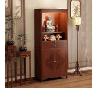 Buddha Altar Cabinet - Modern Meditation Table with Drawers for Home or Temple, God of Wealth Design, 52.1x33x170cm, Storage Shrine for Spiritual Practices