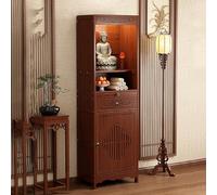 Buddha Altar Cabinet - Modern Meditation Table with Drawers for Home or Temple, God of Wealth Design, 52.1x33x170cm, Storage Shrine for Spiritual Practices