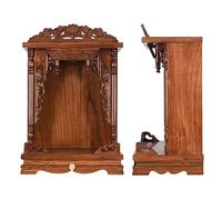 Buddha Altar Cabinet, Solid Wood Wall-Mounted Niche with Pull-Out Storage for Home and Temple Offering, 23.2 x 15.7 x 34.2 Inches, Space-Saving Design