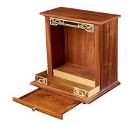 Buddha Altar Shelf, Wall-Mounted Prayer Table, Wooden Pooja Unit with Drawer, Storage Space for Living Room, Small Spaces, Home Decor