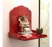 Buddha Altar Shelf, Wall Mounted Wooden Shrine for Home Décor, Space-Saving Offering Table for Guan Gong, God of Wealth, Modern Pagoda Niche Cabinet