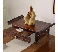 Buddha Altar Table with Retractable Drawers, Spiritual Desktop Shrine for Meditation, Churches Decor and Home Sacrificial Shelf, Retro Design for Statues and Portraits