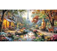 Buddha-and-Elephant-Mandala-Art Adult Jigsaws Puzzle 1000 Piece Educational Games Fun Present & Activity for Home Challenging Puzzles for Relaxation, Creativity & Gift Giving 70x50/1000pcs
