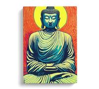 Buddha And The Sun Canvas Print | Gallery Wrapped 30mm Frame Wall Art | 30x20 inches | Ready to Hang | Modern Religious Picture | Living Room Bedroom Lounge Office