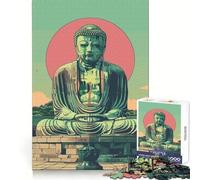 Buddha at Kamakura Poster for Adults 1000 Piece Jigsaw Puzzle Cognitive Workout Restful Escape No Rough Edges Ideal Present (38x52cm)