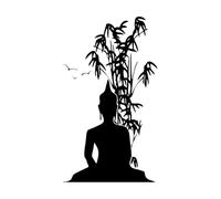 Buddha Bamboo India Religion Wall Sticker Bedroom Yoga Salon Tree Bird Wall Decal Living Room Vinyl Home Extra Large - 63x110cm