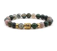 Buddha Bead Bracelets, Bead Bracelet Tourmaline Gold Buddhist Alloy Men Bracelet No-Clasp-Type