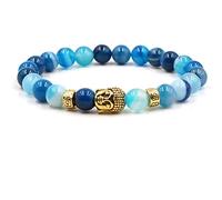 Buddha Bead Bracelets, Bead Bracelet Tourmaline Gold Buddhist Alloy Men Bracelet No-Clasp-Type