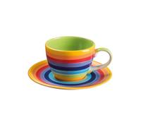 Buddha-Buddha Hand Painted Rainbow Coffee Cup and Saucer