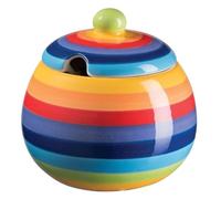 Buddha-Buddha Hand Painted Rainbow Stripe Ceramic Sugar Bowl