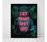 Buddha Canvas Prints And Poster Let That Shit Go Quote Bathroom Art Female Painting Wall Picture For Bathroom Toilet Decoration 30X40Cm No Frame