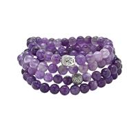 Buddha Charm Meditation Jewelry of 108 Mala Prayer Beads Bracelet or Necklace, 7", Gemstone, no gemstone