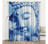 Buddha Curtains 72 Drop 2 Panels Lotus Flower Curtain for Bedroom Eyelet Drapes for Home Decoration Soft Window Treatment for Thermal Insulated & Room Darkening W 90 x L 72 B1219