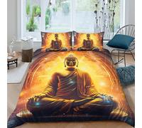 Buddha Duvet Cover Set 3D Printed Art Quilt Cover with 2 Pillow Cases Bedding Set Included Machine Washable with Zipper Closure 3 Pcs for Boys Girls Kids Youth Teens King（220x240cm）