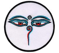 Buddha Eyes White Esotericism Sew-On Patch Iron-On or Sew On Iron-On Patch for Clothes Embroidered Iron-On Patch Appliqué Yoga Mantra Patch Size 7.8 x 7.8 cm