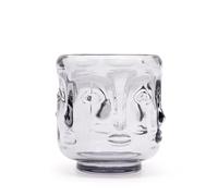 Buddha Face Glass Candle Holders, Midnight Grey, 6.8x7.3 cm, Set of 2
