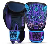 BUDDHA FIGHT WEAR - Fantasy Luzbel Boxing Gloves - Muay Thai - Kick Boxing Synthetic Leather - Odor Resistant Inner Fabric - Reinforced Seams - Blue Colors - Size 12 Oz