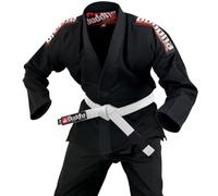 Buddha Fight Wear -Premium Infinity Black Brazilian Jiu Jitsu/BJJ Gi Kimono with White Belt, Unisex Adult, Black/White, A1