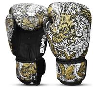 BUDDHA FIGHT WEAR - White Dragon Boxing Gloves for Training and Sparring in Muay Thai Kickboxing Fitness - Men and Women - 400ml