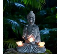 Buddha Figure Small Garden, Zen Garden LED Buddha Decorative Statue with Lotus Solar Lights, Spiritual Decoration, Solar Garden Decoration Figures, Frost-Resistant, Garden Figures and Garden Statues