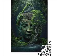 Buddha Forest Sculpture 1000 Piece Recycled Jigsaw Puzzle for Adults Reusable Stress Relief Challenging Brain Teaser 38x26cm/1000pcs
