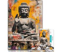 Buddha Graffiti 1000 Pieces Jigsaw Puzzles for Adults And Teens,Stress Reliever Difficult Challenge Deal As Gifts for The Whole Family (38x26cm)