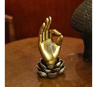 Buddha Hand and Lotus Statue Meditation Decor Zen Spiritual Sculpture Buddhism Vitarka Mudra Yoga Hand Accents for Home Shelves Table Desk Office Bedroom Living Room Resin Ornament Gifts