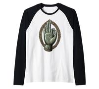 Buddha Hand Gesture Abhaya Mudra Zen Buddhism Hindu Elegant Raglan Baseball Tee