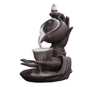 Buddha Hand Incense Burner - Ceramic Waterfall Backflow Holder | Golden Decorative Figurine | Aromatherapy Stand For Home Office Bedroom Family Yoga Meditation Spirituality Relaxation