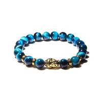 Buddha Head Bracelet 8MM Yellow Tiger Eye Lava Stone Bead Bracelet For Women Men/81