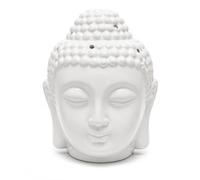 Buddha Head Oil Burner Ceramic - Wax Melt & Fragrance Oil Burner with Tealight Holder, Decorative Aromatherapy Burner for Home Décor, 13cm JR2591 (White)