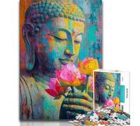 Buddha Holding Flowers Puzzles 1000 Pieces for Teenagers,Stress Reliever Difficult Challenge Deal As Gifts for The Whole Family (38x26cm)