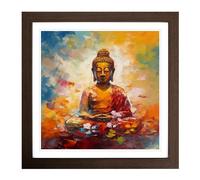 Buddha Impressionism No.1 Framed Wall Art Print, Ready to Hang Picture for Living Room Bedroom Home Office, Walnut 18 x 18 Inch (45 x 45 cm)