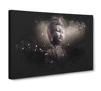 Buddha In A Mist Paint Splash Canvas Print | Gallery Wrapped 30mm Frame Wall Art | 30x20 inches | Ready to Hang | Modern Religious Picture | Living Room Bedroom Lounge Office