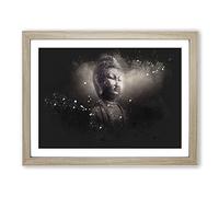 Buddha In A Mist Paint Splash Modern Art Framed Print | A4 Oak Framed Wall Art | Ready to Hang | Modern Religious Picture | Living Room Bedroom Lounge Office