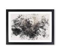 Buddha in a Mist Watercolour Framed Print | A2 Black Framed Wall Art | Ready to Hang | Modern Religious Picture | Living Room Bedroom Lounge Office