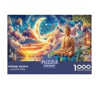 Buddha in Dream Puzzle for Adults 14-99 Years: Buddha Moon Lotus Scene Educational Game for Home Decor & Gifts 38x26cm/1000pcs