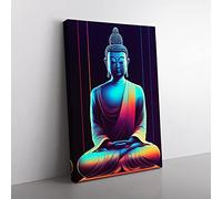 Buddha In Neon Canvas Print for Living Room Bedroom Home Office Décor, Wall Art Picture Ready to Hang, 76x50 cm (30x20 Inch) CAN3020-V1022-CK-1235
