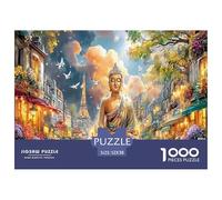 Buddha in Paris 1000 Pieces Challenging Game Toys Gift -Buddha (lit Town Blooms) for Home Wall Decoration Puzzle for Adults Kids52x38cm/1000pcs